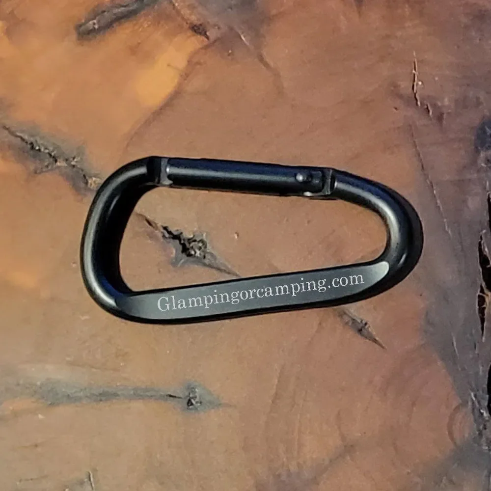 Engraved Black Carabiner Keychain Ring - Personalized Camping Carabiner